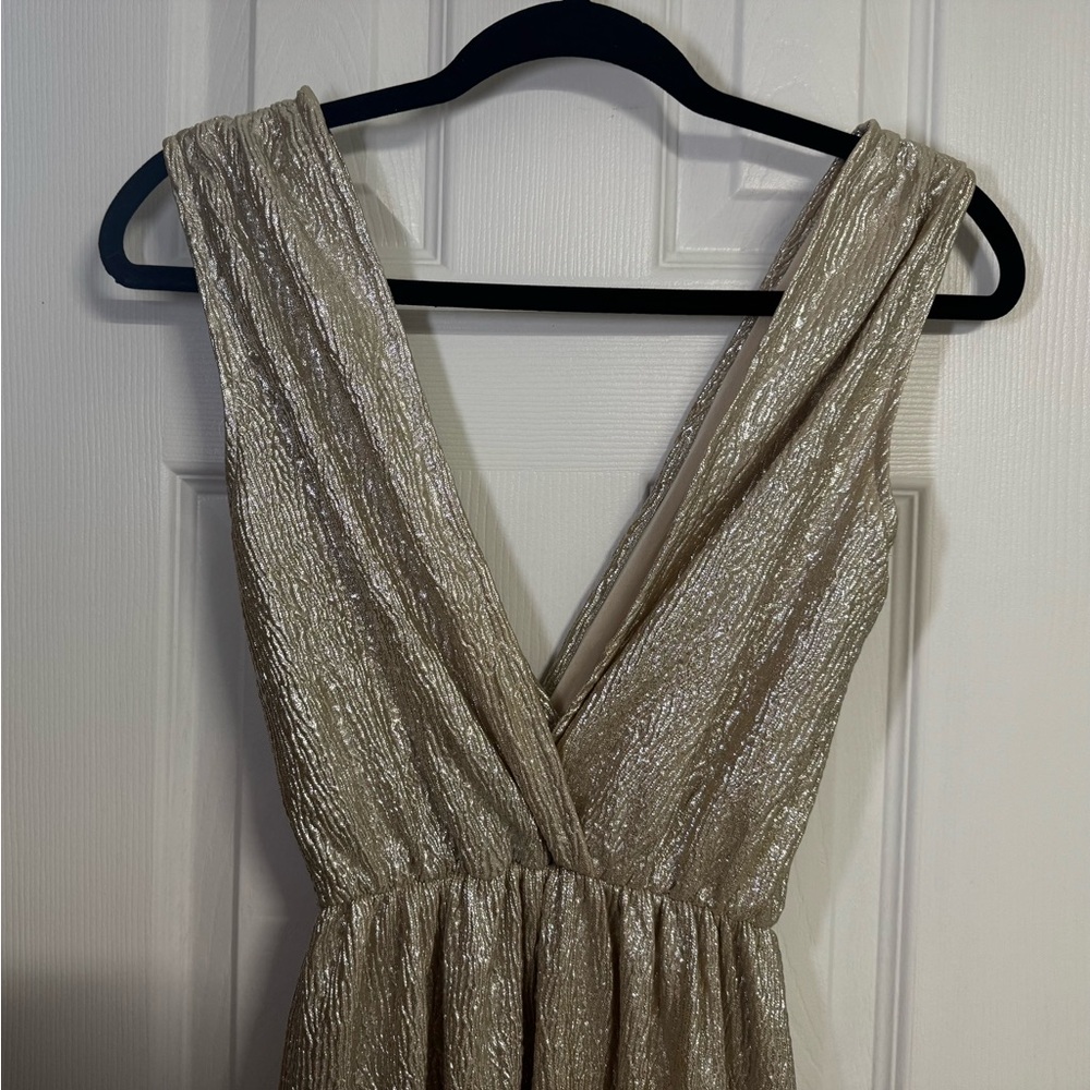 Lulu's Metallic Gold Maxi Dress